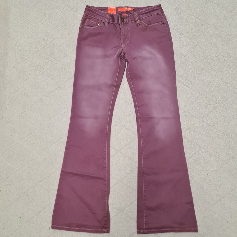 Calvin Klein Choice Flare Jeans Womens 28 Stretch Ultra Low Wine Red Casual